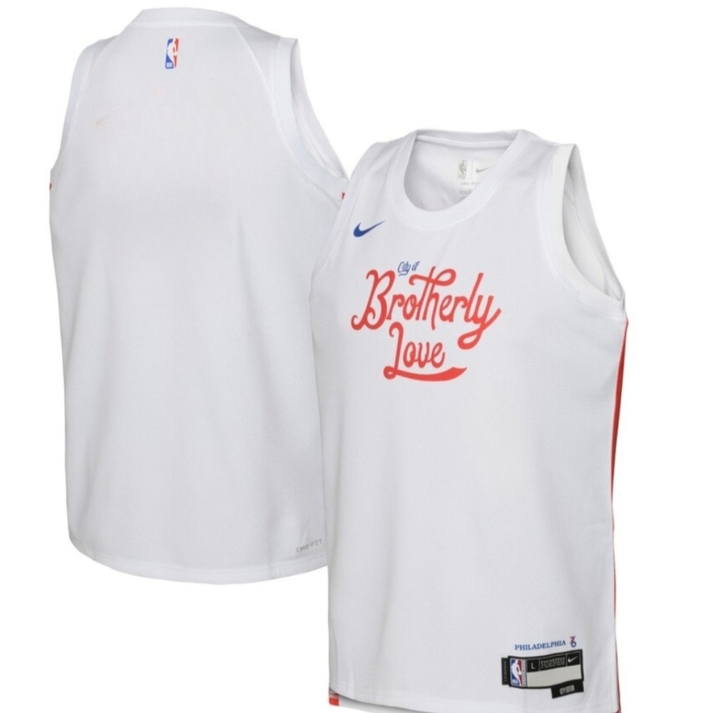Nike Philadelphia 76ers City of Brotherly Love Swingman Jersey White Size 48